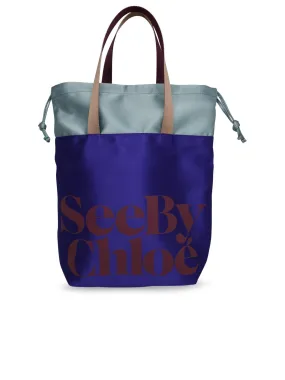 See By Chloé Logo Printed Panelled Tote Bag