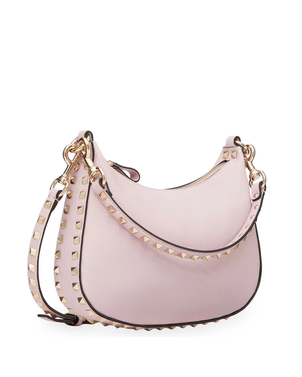 Small Rockstud Hobo Bag in Rose Quartz