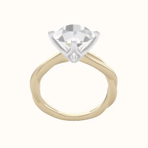 Solitaire Rope Engagement Ring With Petal Compass Prong Head