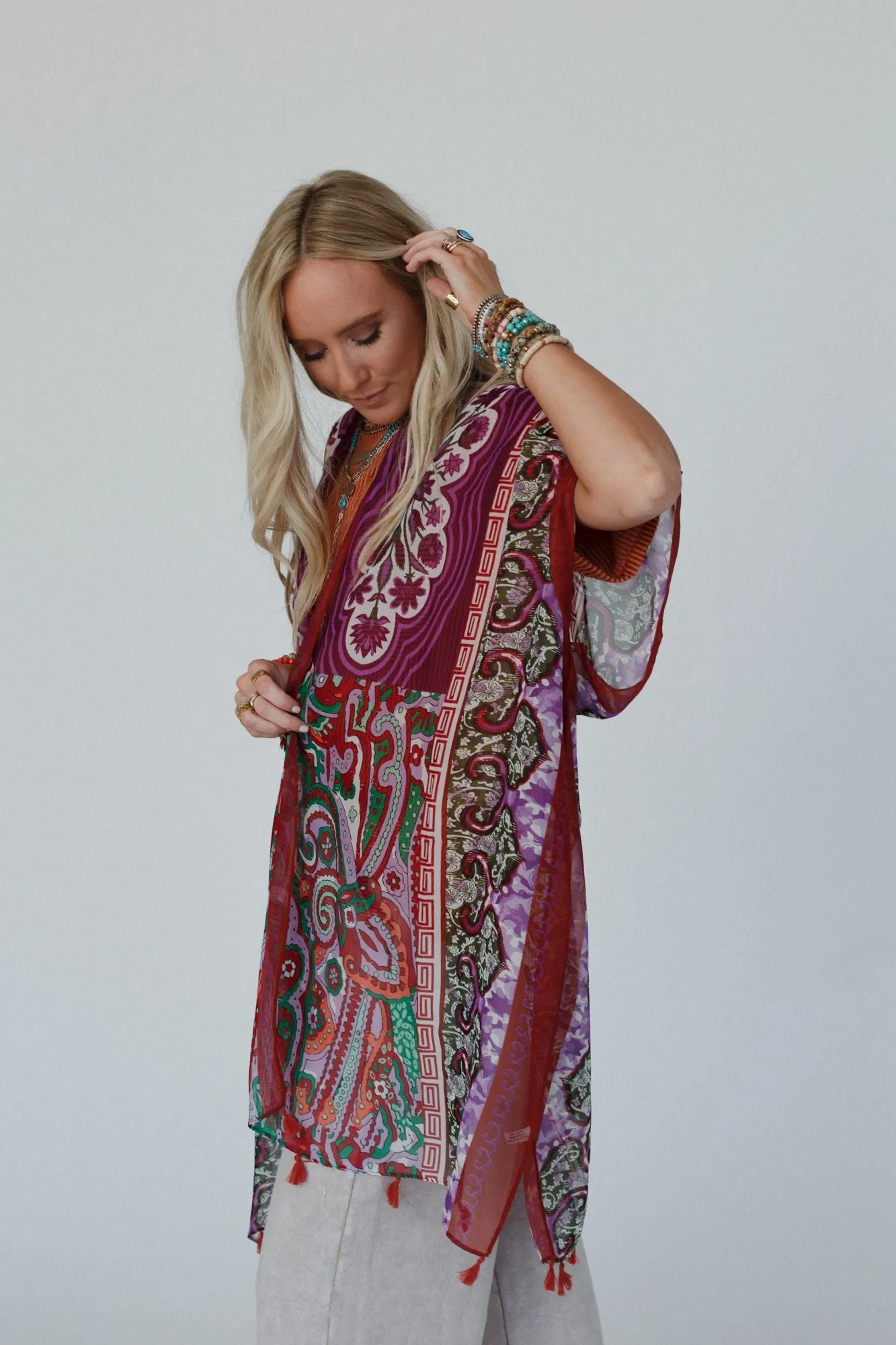 Tabitha Floral Kimono - Maroon