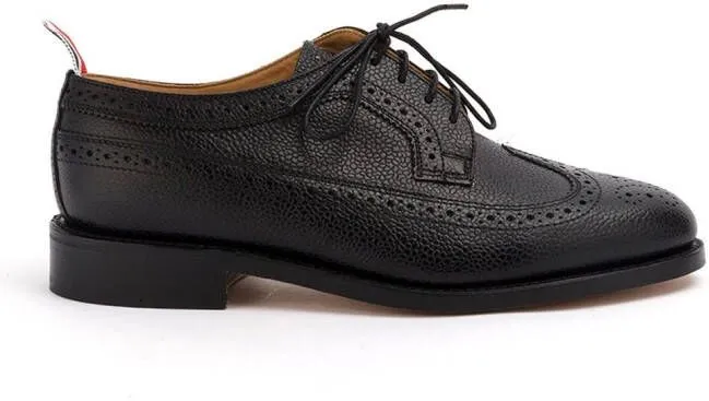 Thom Browne grain-textured leather oxfords Black