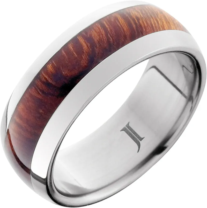 Titanium Ring with Desert Iron Wood Inlay