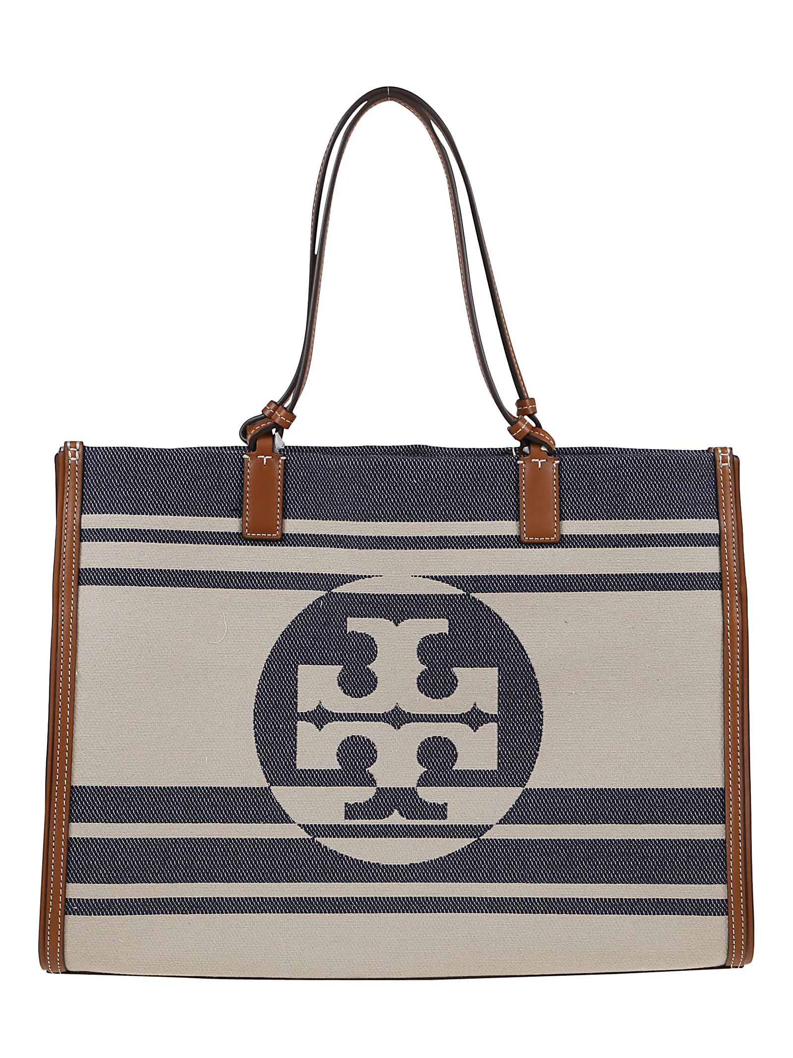 Tory Burch Ella Logo Jacquard Striped Tote Bag