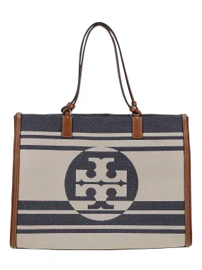 Tory Burch Ella Logo Jacquard Striped Tote Bag