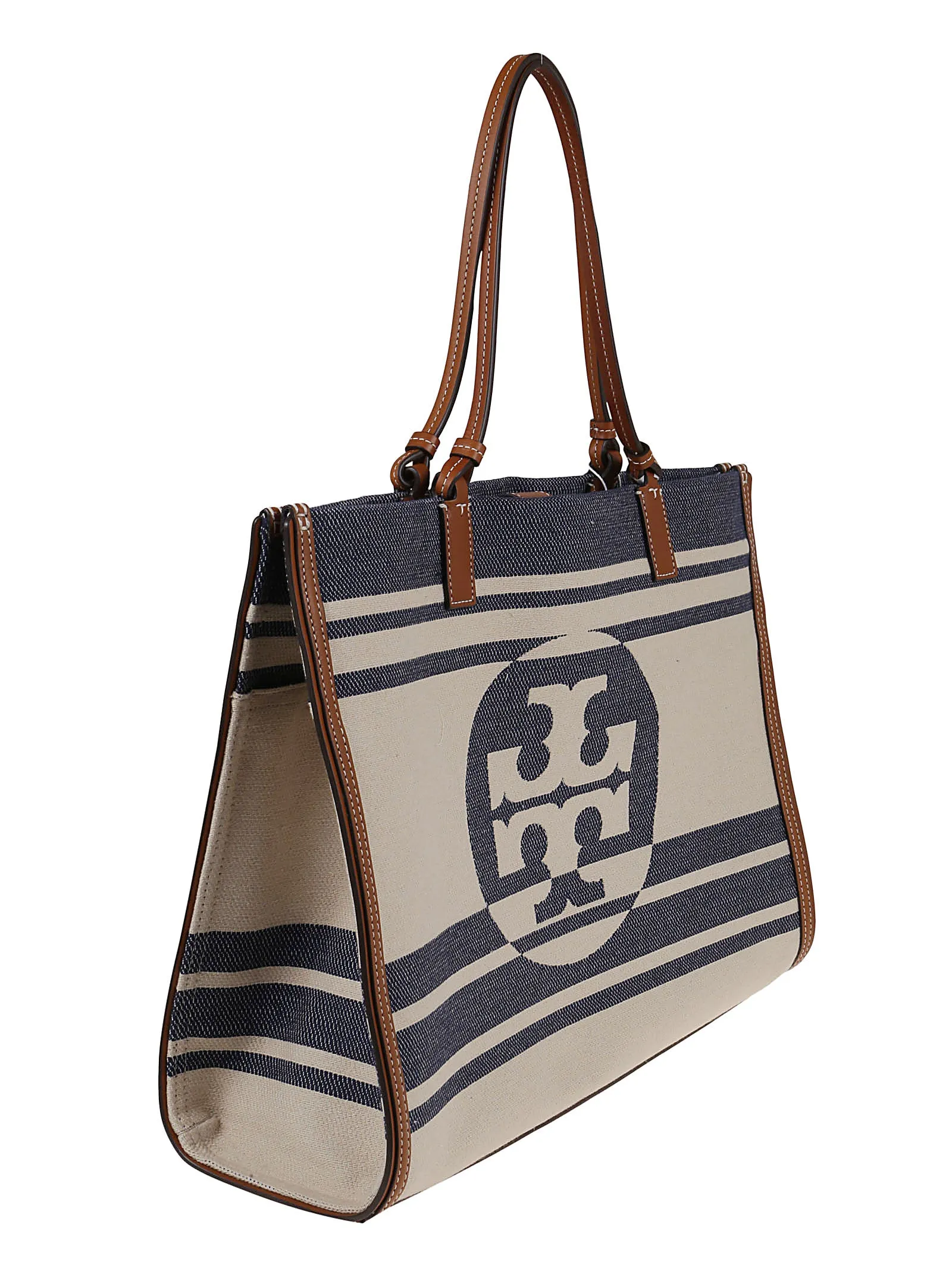 Tory Burch Ella Logo Jacquard Striped Tote Bag