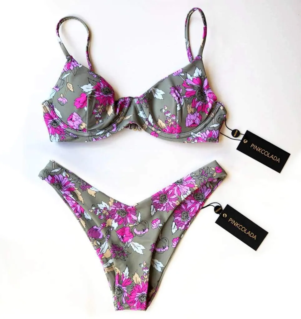 TROPEZ BIKINI TOP IN PINK WILD BLOOM