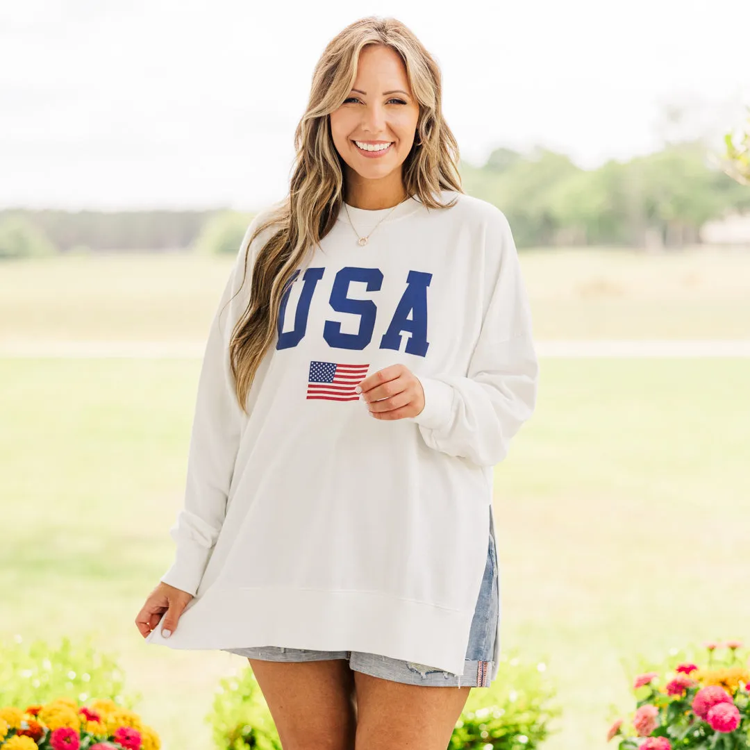 True American Spirit Cozy Crewneck, White