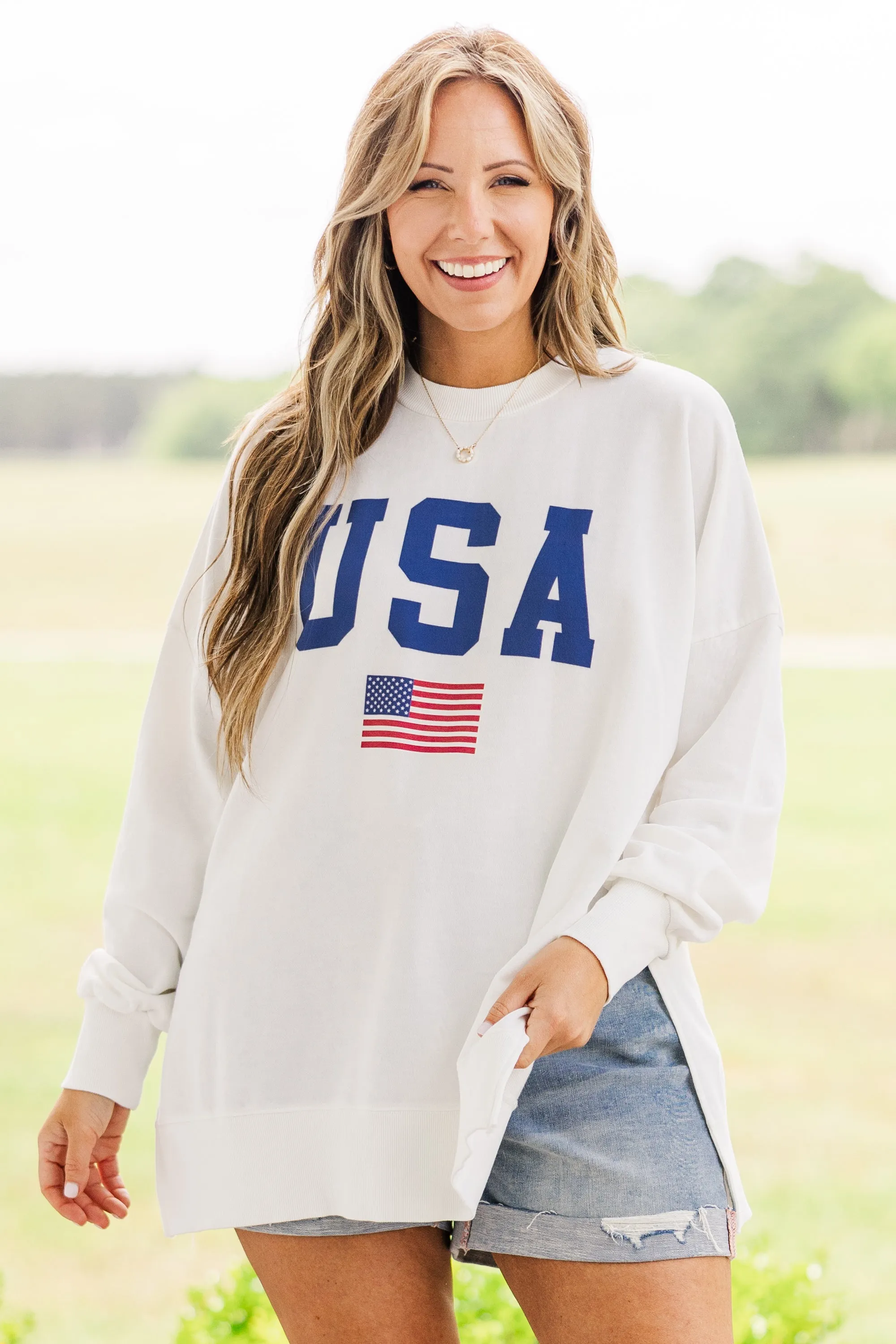 True American Spirit Cozy Crewneck, White