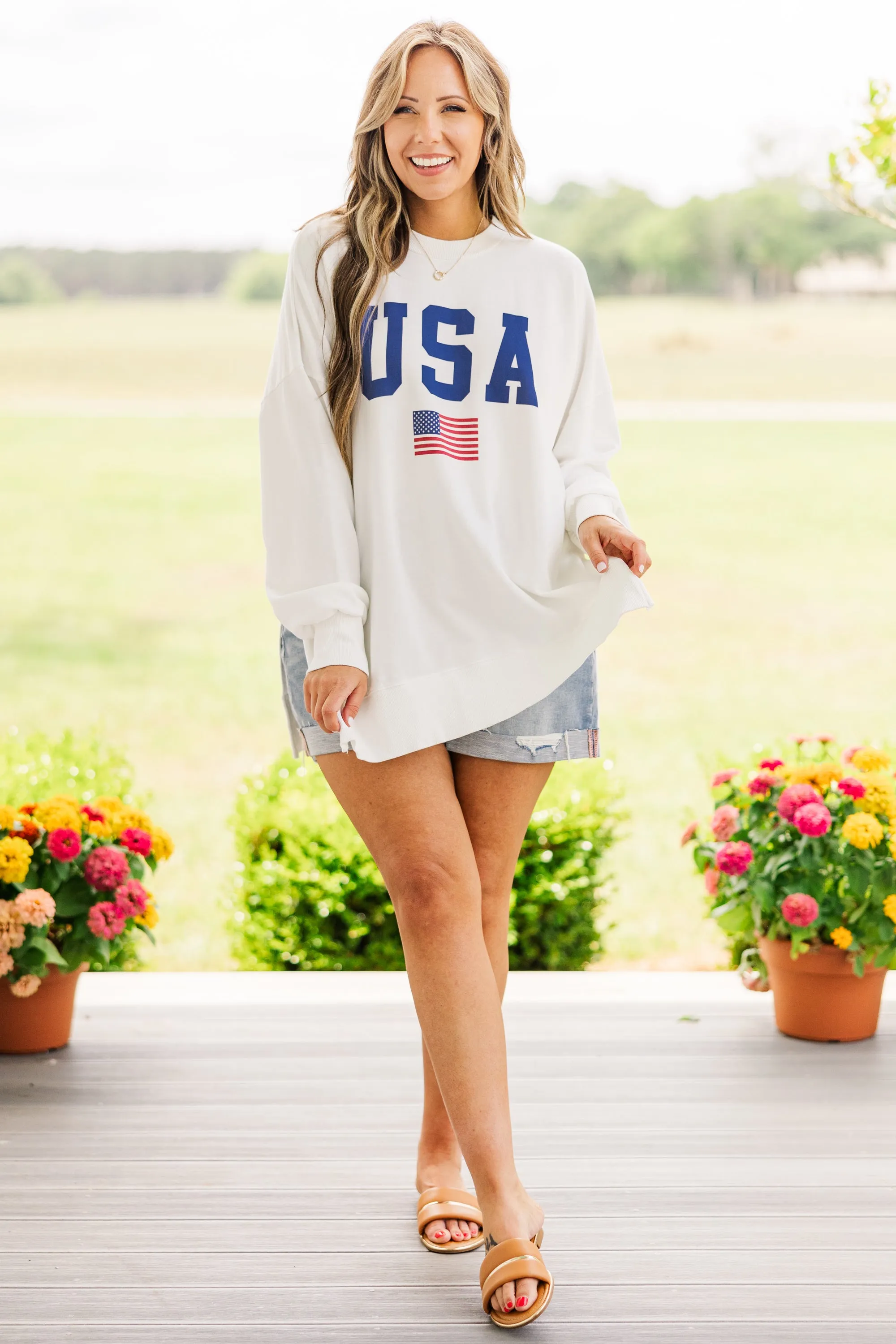 True American Spirit Cozy Crewneck, White