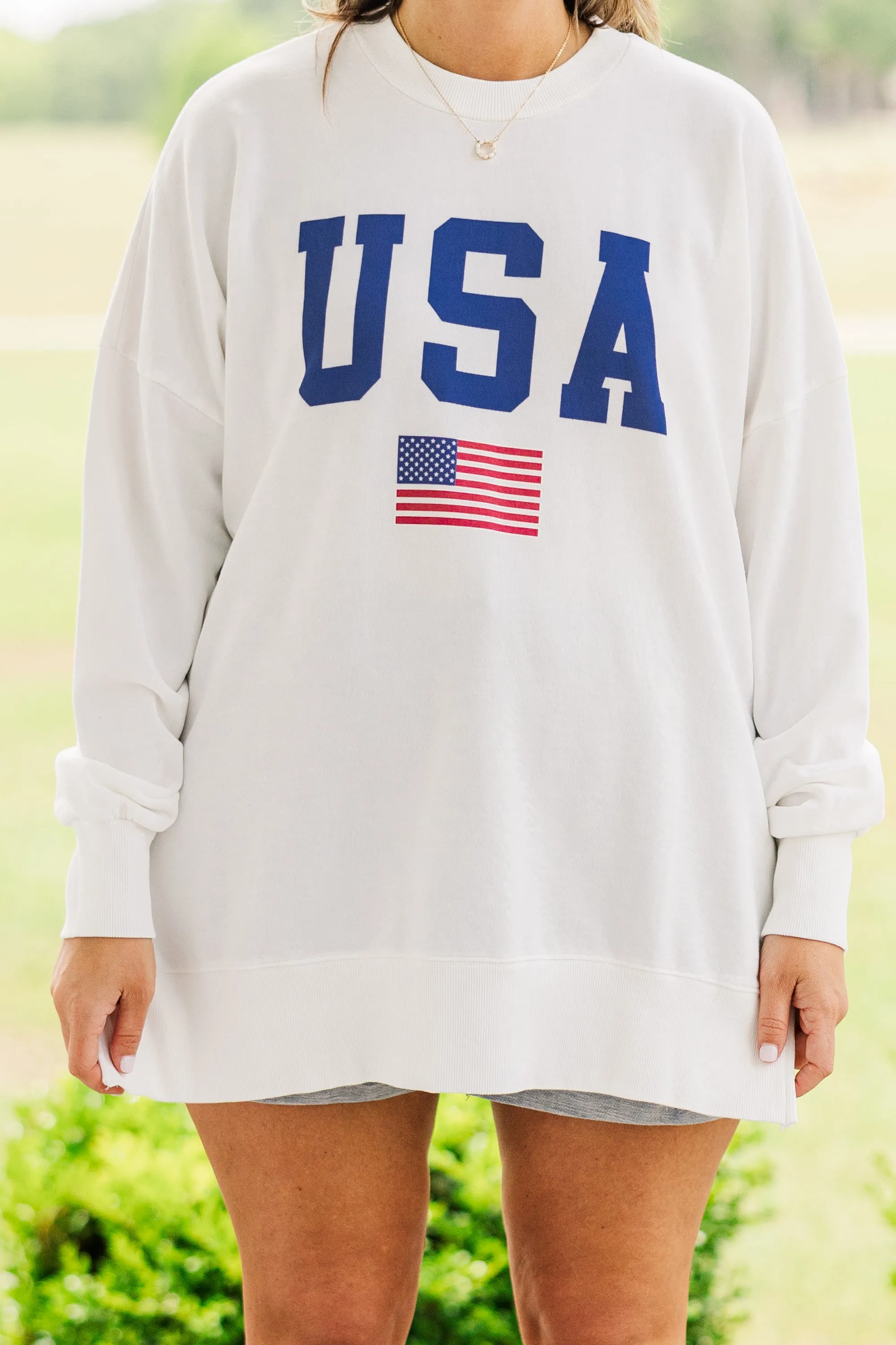 True American Spirit Cozy Crewneck, White