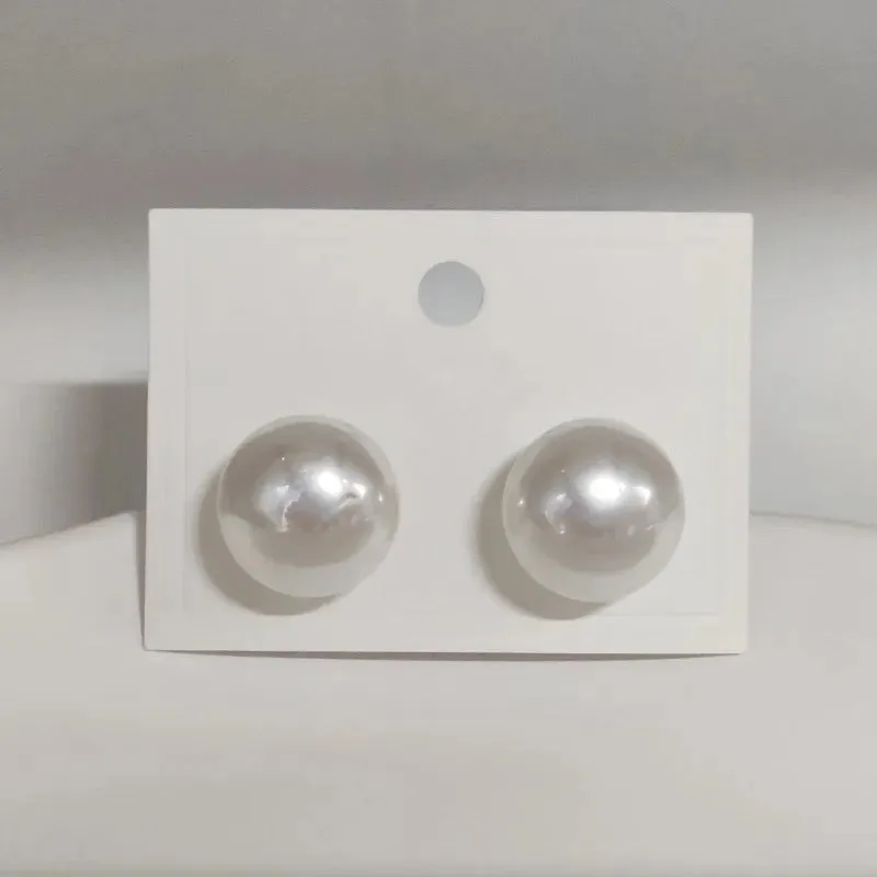 Women Style Simple Big Size Pearl Stud Earrings