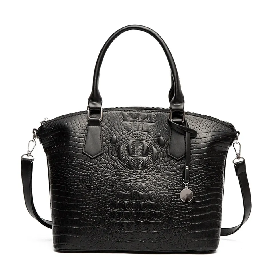 Women's Alligator Pattern Leather Luxury Shoulder Crossbody Tote Handbag