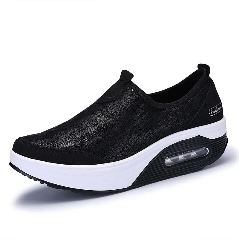 Women's Autumn Black White Cotton Slip-on Ballet Round Toe Casual Shoes