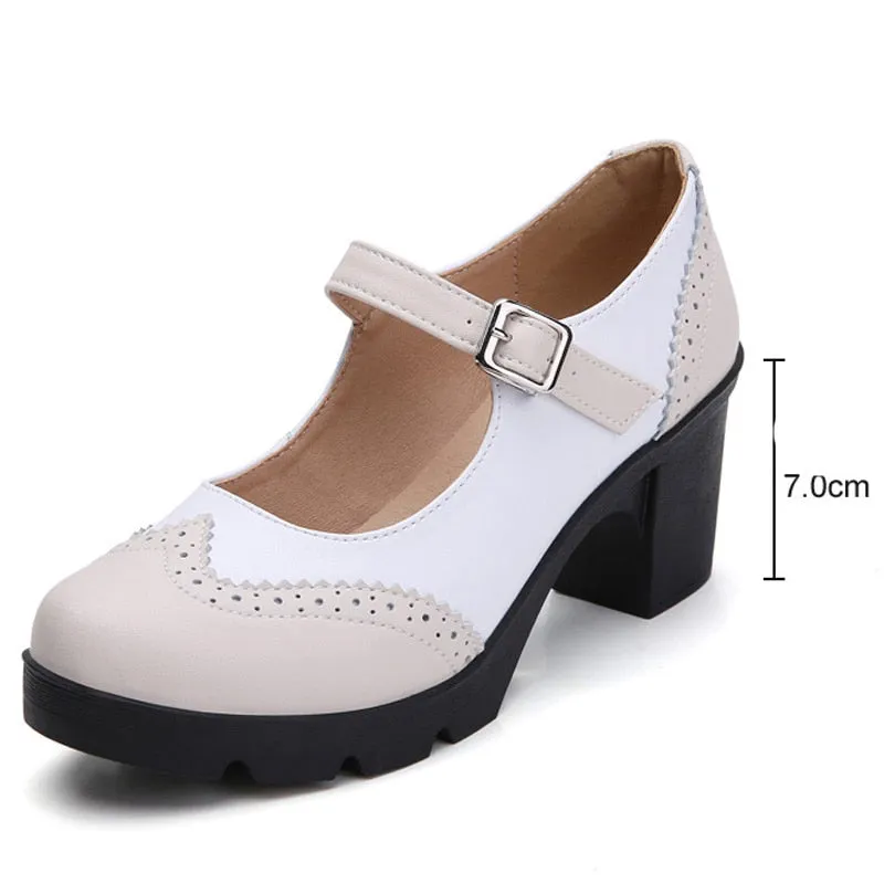 Women's Black White Genuine Leather Handmade Sheepskin High Heels