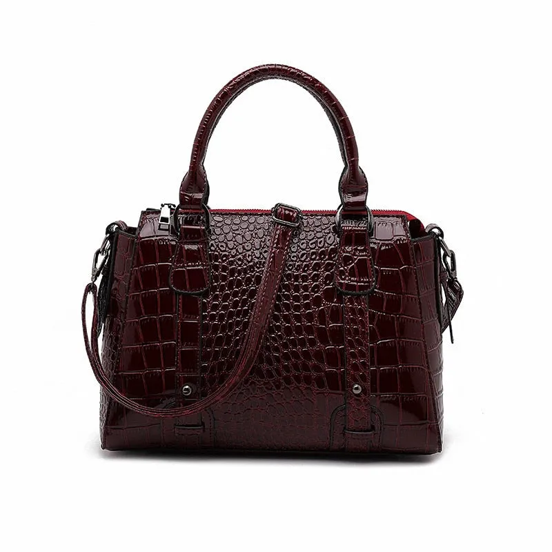 Women's Crocodile Pattern Casual Tote Shoulder Crossbody Handbags