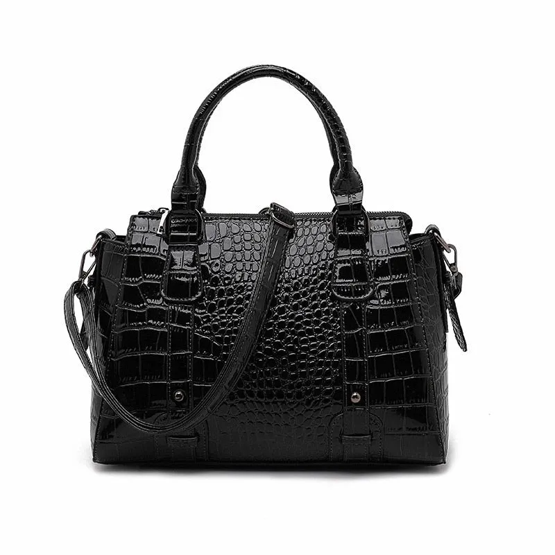 Women's Crocodile Pattern Casual Tote Shoulder Crossbody Handbags