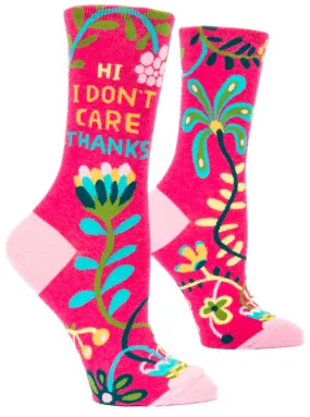 Women's Don't Care, Thanks Crew Socks