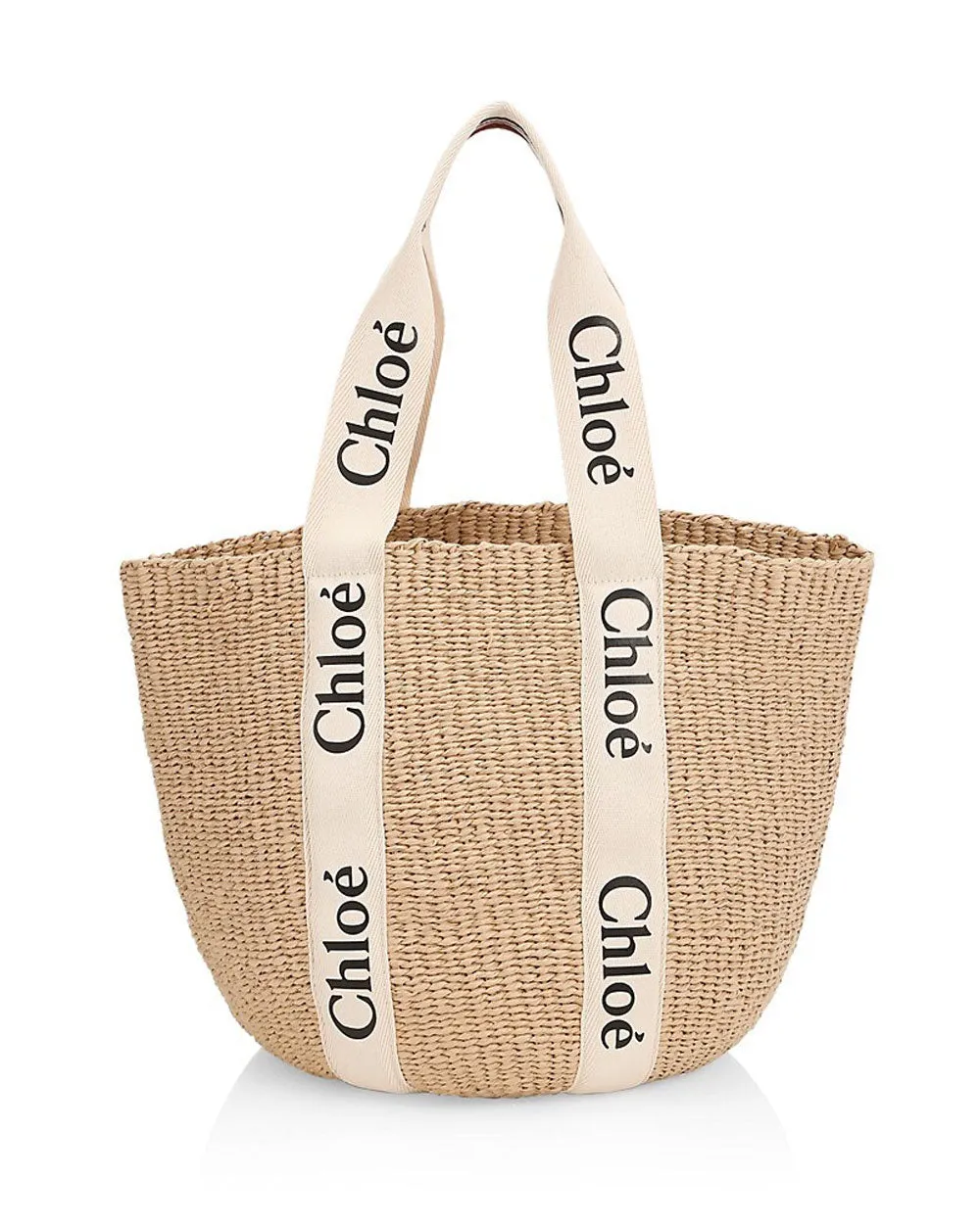 Woody Straw Woven Tote in White